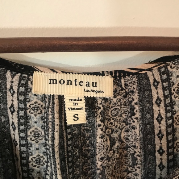 Monteau Black and Blue Patterned Cold Shoulder Top - Picture 4 of 6